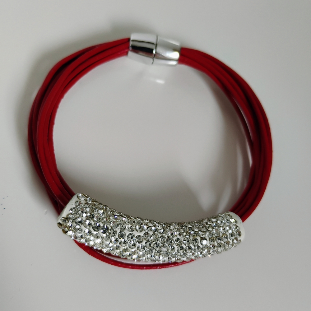 Elegant Red and Silver Bracelet